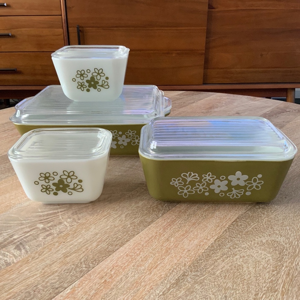Vintage PYREX Spring Blossom Refrigerator Set